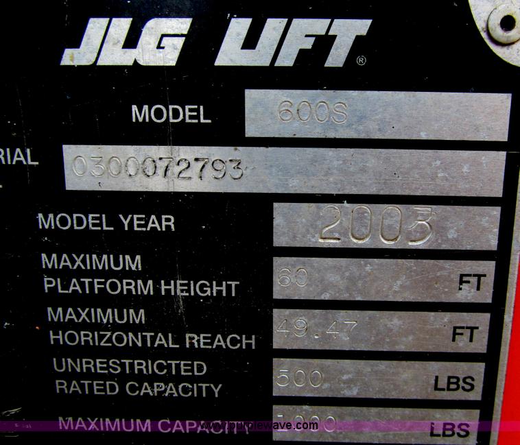 image for item A7519 JLG 600S telescoping boom lift