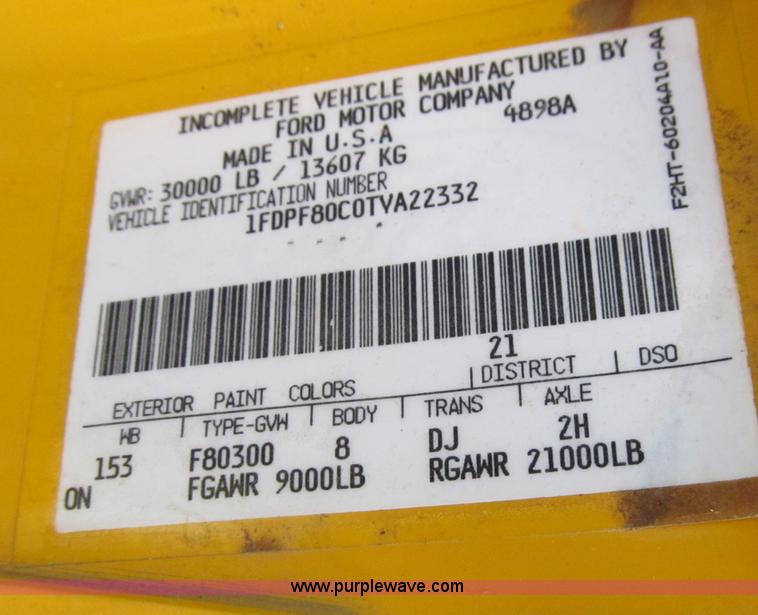 image for item A7520 1996 Ford F850 dump truck