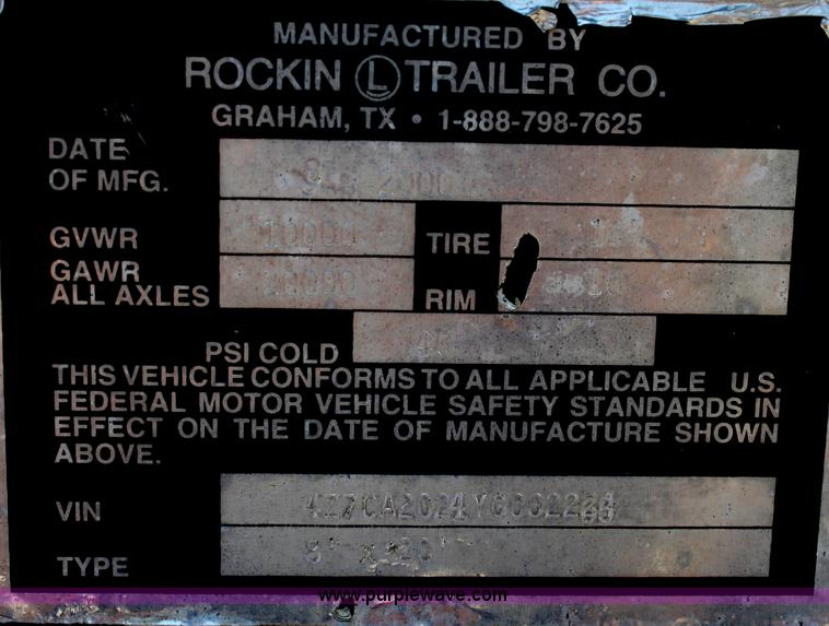 image for item B6676 2000 Rockin L trailer with 1,000 gallon Max Vac unit