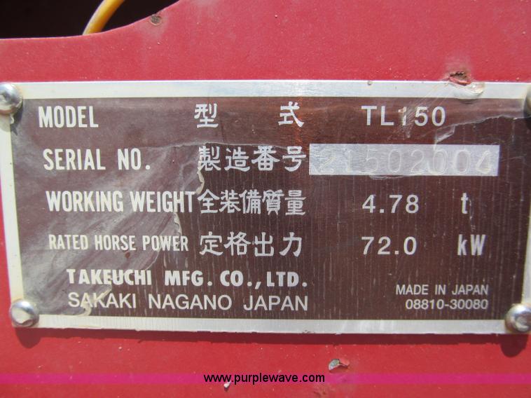 image for item C2365 2004 Takeuchi TL150 track skid steer