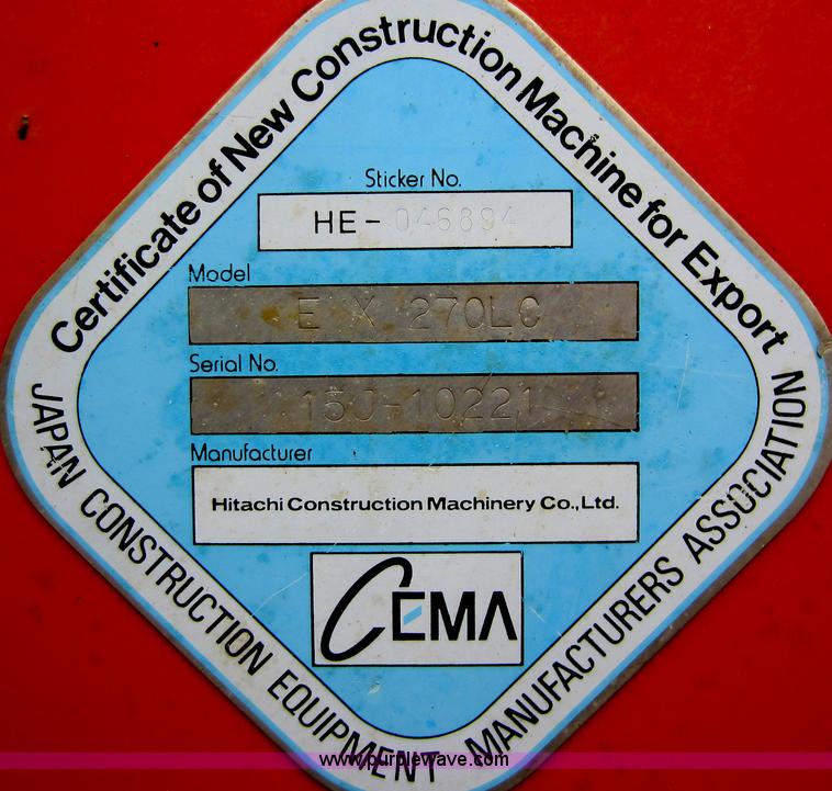 image for item D2011 1997 Hitachi EX270 LC-5 excavator