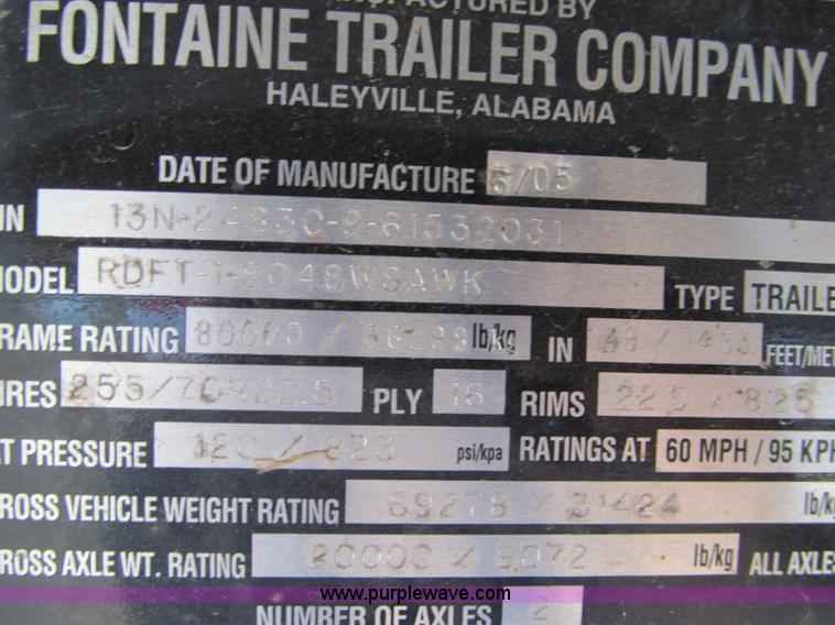 image for item D6509 2005 Fontaine drop deck trailer