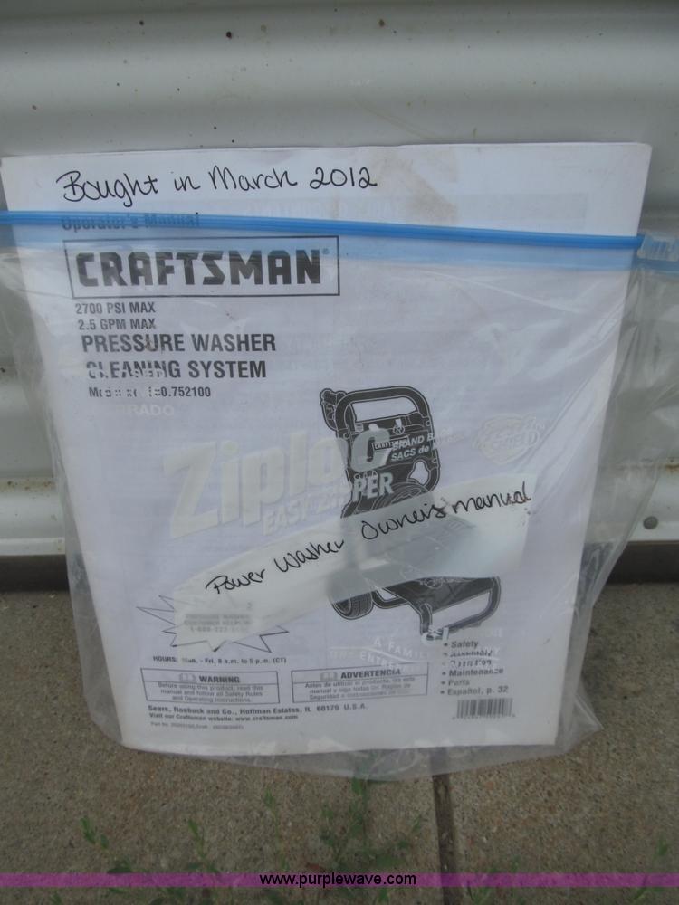 image for item K9508 Craftsman 2,700 PSI gas powered pressure washer