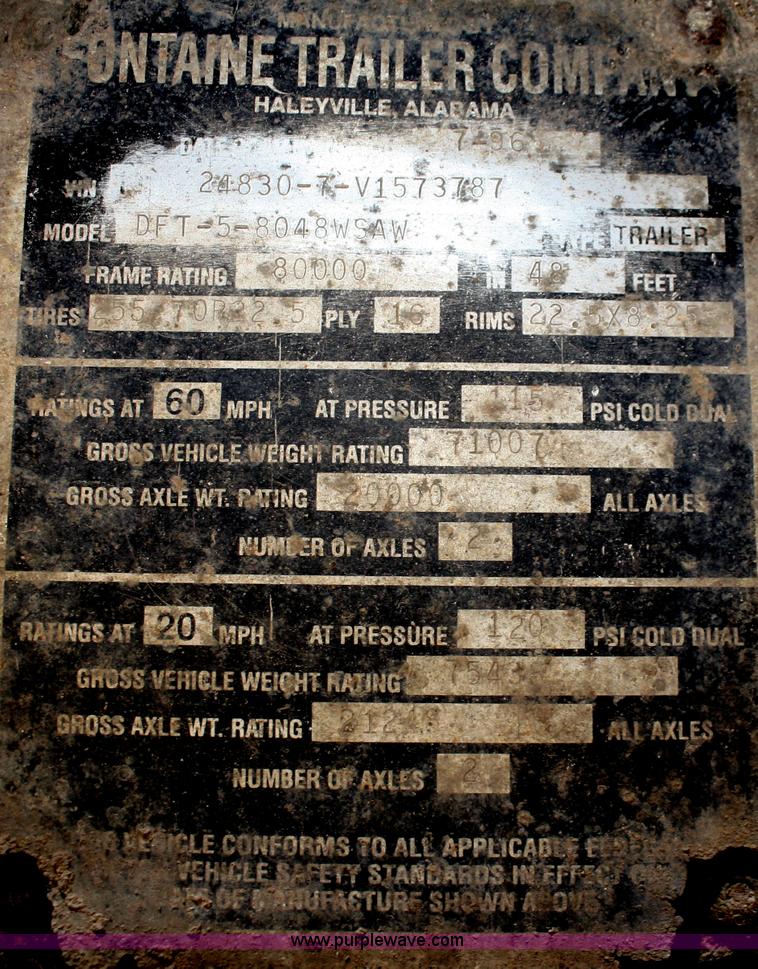 image for item B6820 1996 Fontaine drop deck trailer