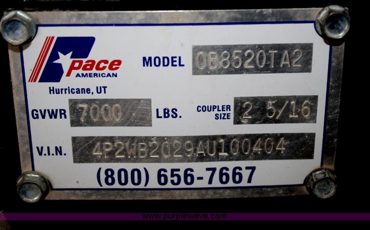 image for item B6829 2010 Pace aluminum trailer