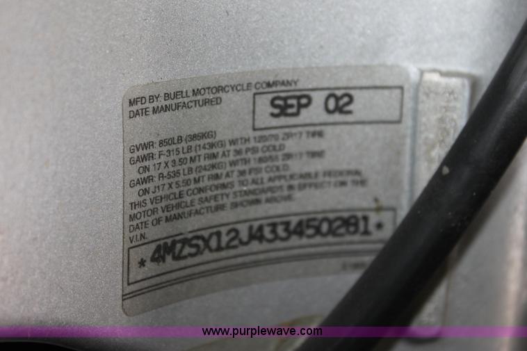 image for item D5426 2003 Buell Lightning XB9S motorcycle