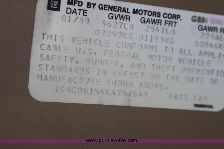 image for item D5456 1989 Cadillac DeVille