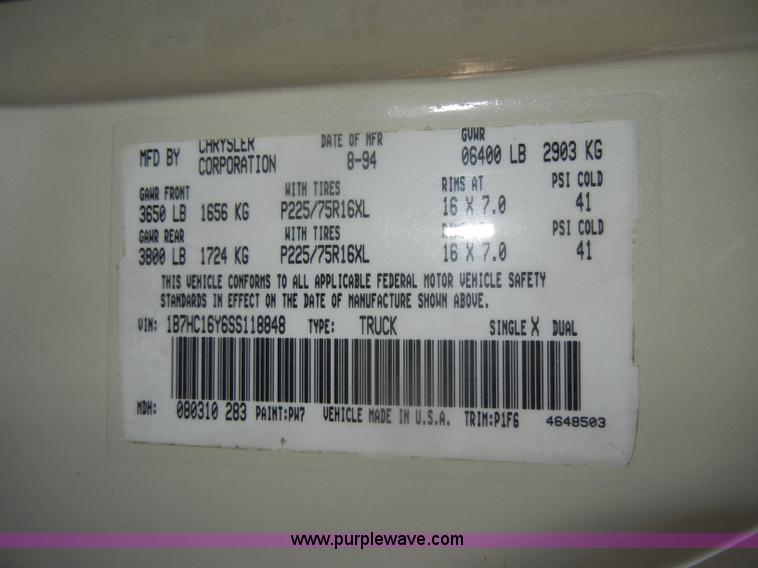 image for item D4235 1995 Dodge Ram 1500 Laramie SLT pickup truck