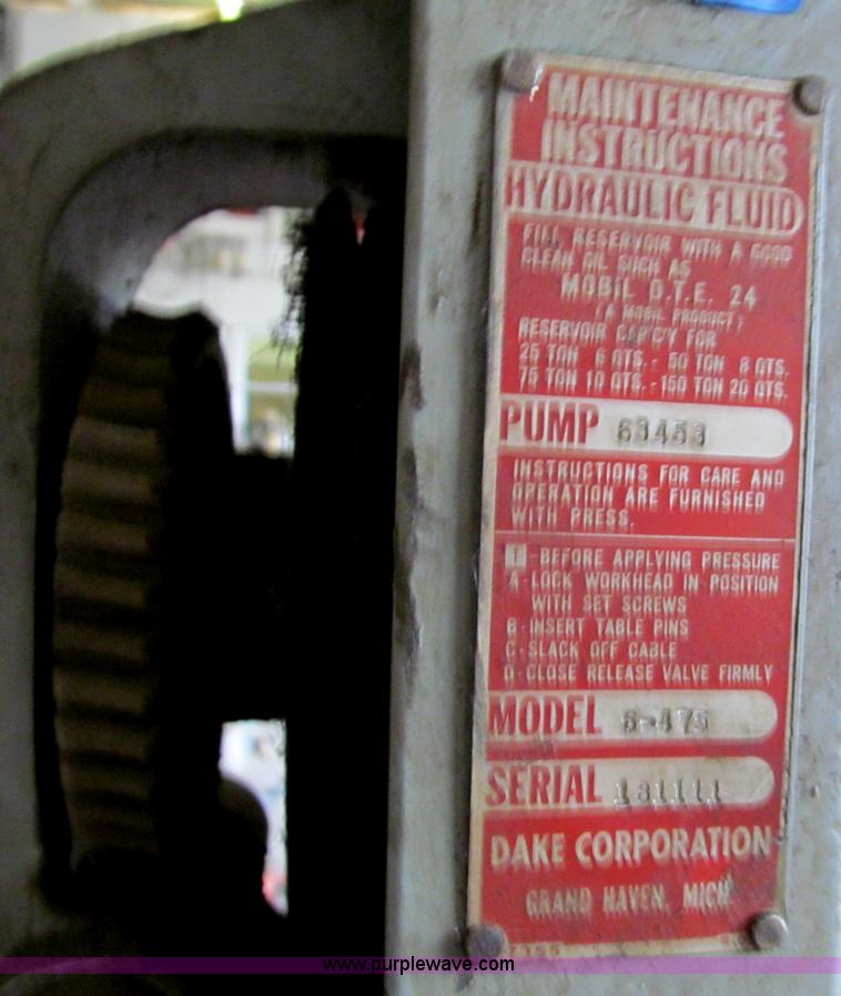 image for item C2398 Dake 6-475 70 ton shop press