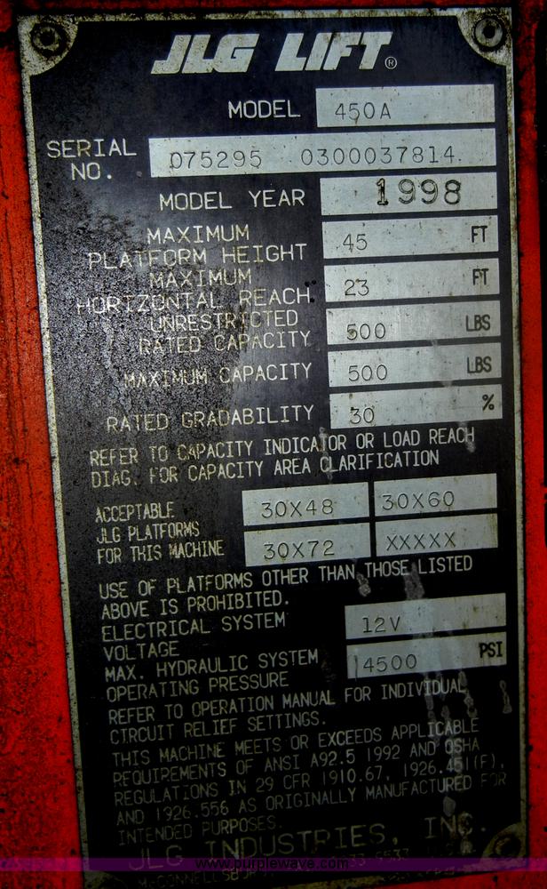 image for item D4163 1998 JLG 45' articulating boom lift