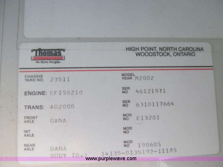 image for item A8362 2002 Thomas Saf-T-Liner school bus