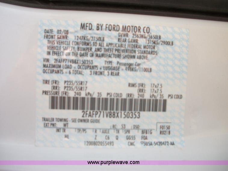 image for item B1380 2008 Ford Crown Victoria Police Interceptor