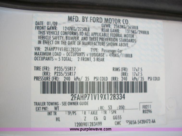 image for item B1408 2009 Ford Crown Victoria Police Interceptor