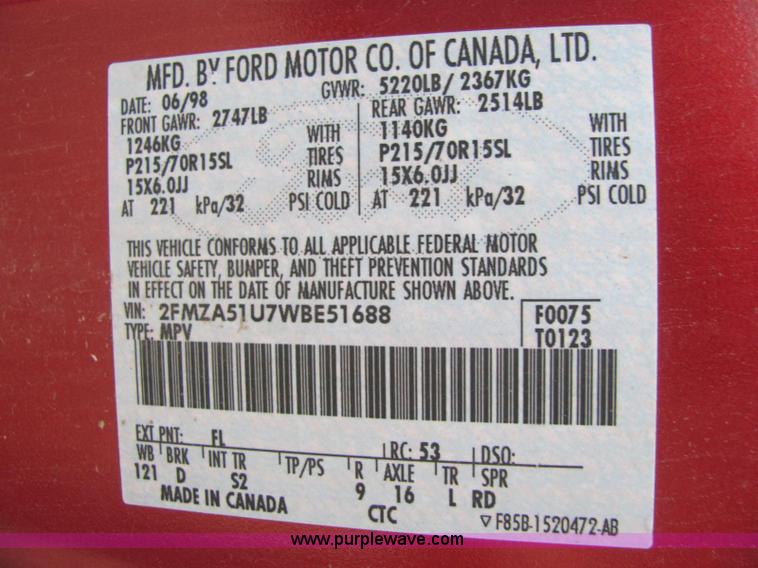 image for item C2571 1998 Ford Winstar mini van