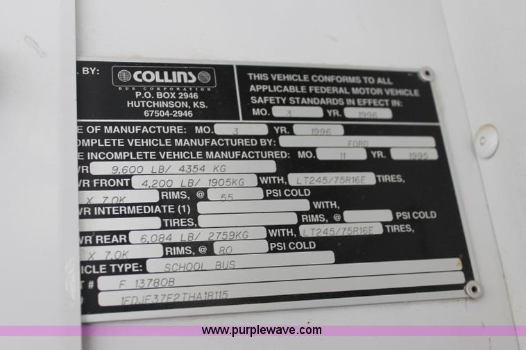 image for item C2720 1996 Ford E350 Econoline school bus