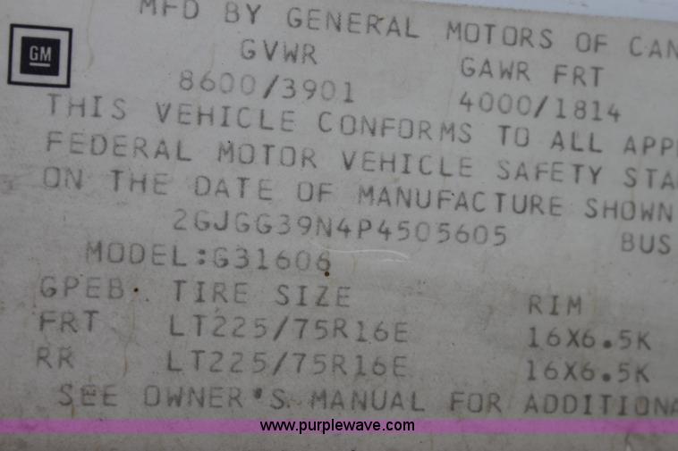 image for item D5391 1993 GMC G3500 Rally STX van