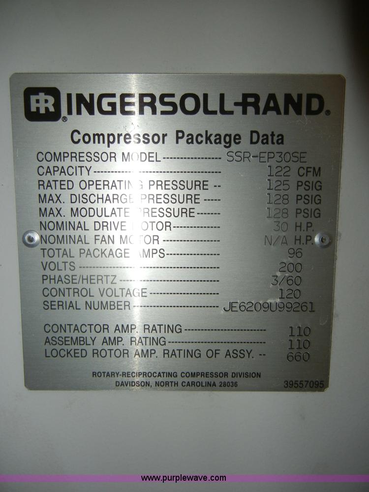 image for item M9634 Ingersoll Rand EP/HP/HXP 30 HP air compressor