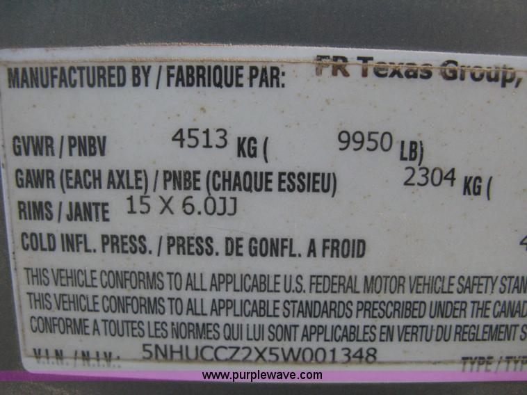 image for item A6491 2005 Continental Cargo tandem axle gooseneck cargo trailer