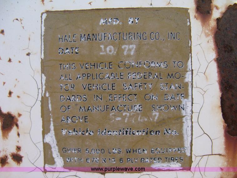 image for item A6492 1978 Hale tandem axle stock trailer