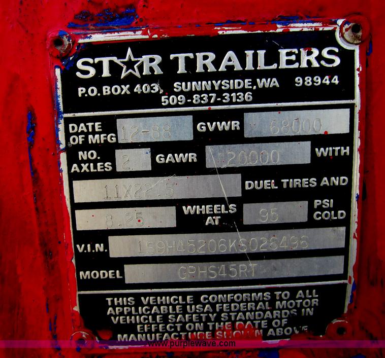 image for item C5486 1988 Star 45' open top trailer