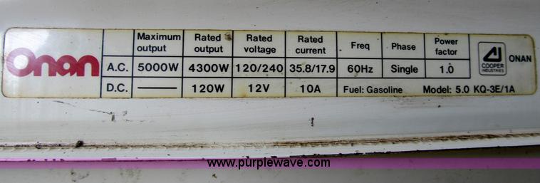 image for item K9321 Onan K5000 Power Express portable generator