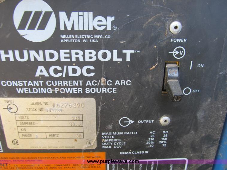 image for item K9322 Miller Thunderbolt AC/DC arc welder