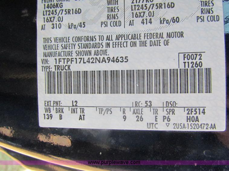 image for item D5327 2002 Ford F150 XL pickup truck