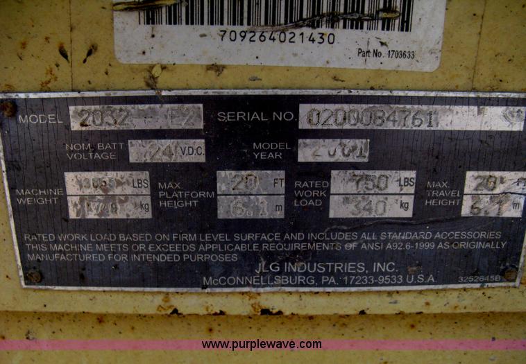 image for item A6464 2001 JLG 2032 E2 electric scissor lift