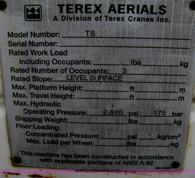 image for item A6478 Terex TS30 scissor lift