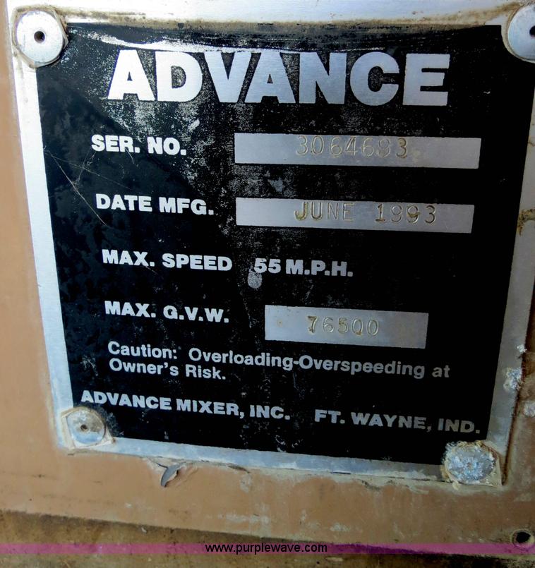 image for item B2440 1993 Advance front discharge concrete mixer truck