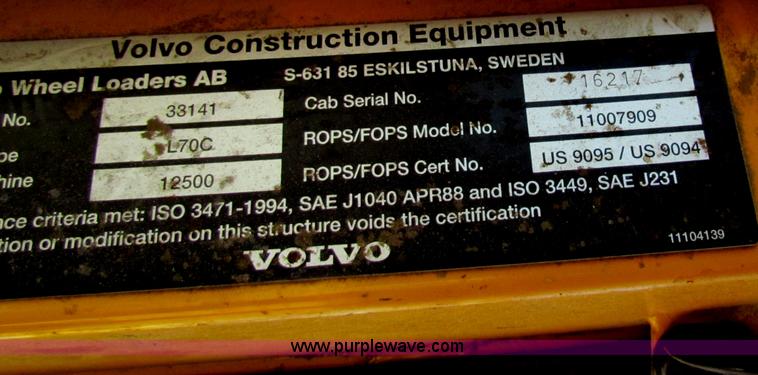 image for item B7341 1999 Volvo L70C wheel loader