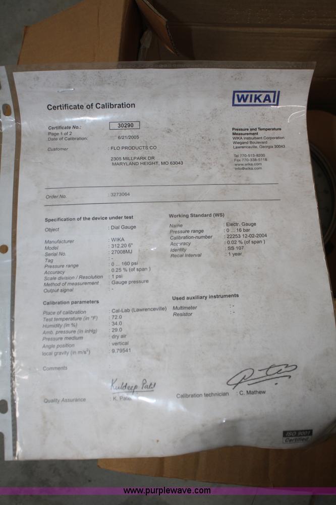 image for item L9459 WIKA 312-20 test gauge