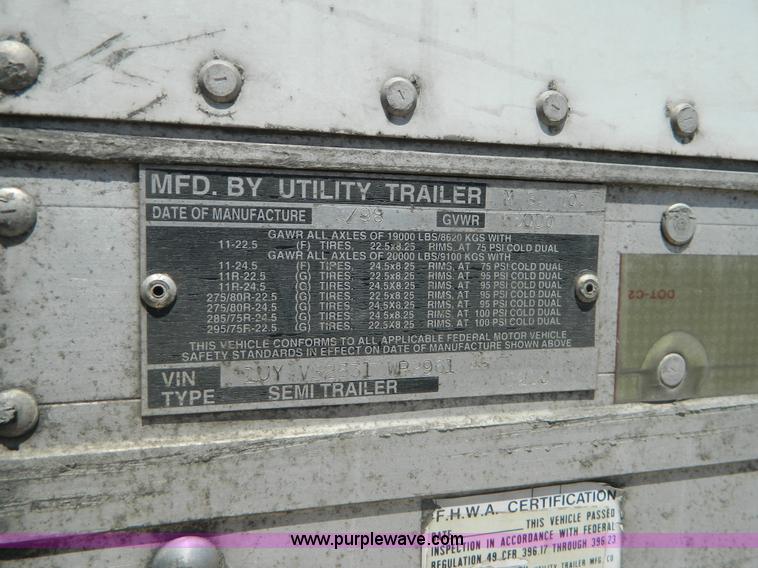 image for item B3827 1998 utility box van trailer