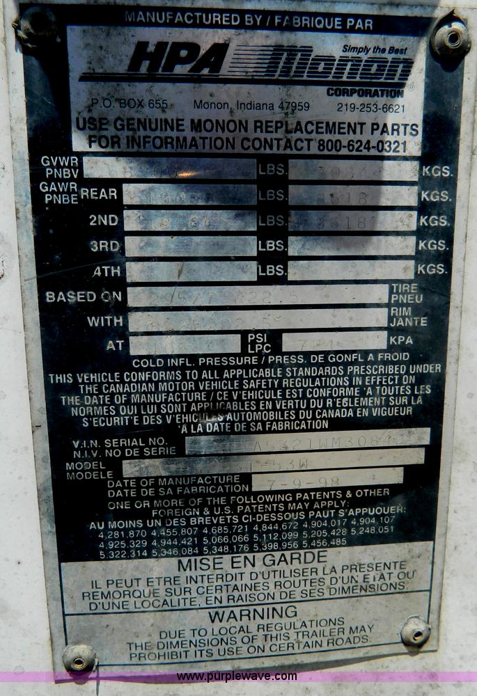 image for item B3829 1998 Monon box van trailer