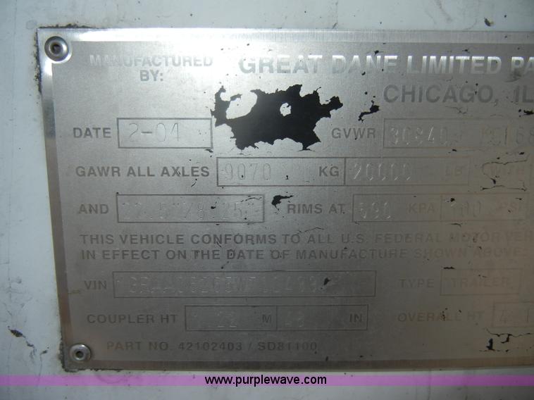 image for item D4146 2005 Great Dane 53' reefer trailer