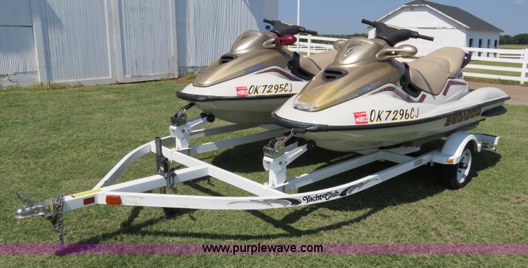 image for item B2391 (2) 1999 Bombardier GTX RFI Sea-Doo jet skis with trailer