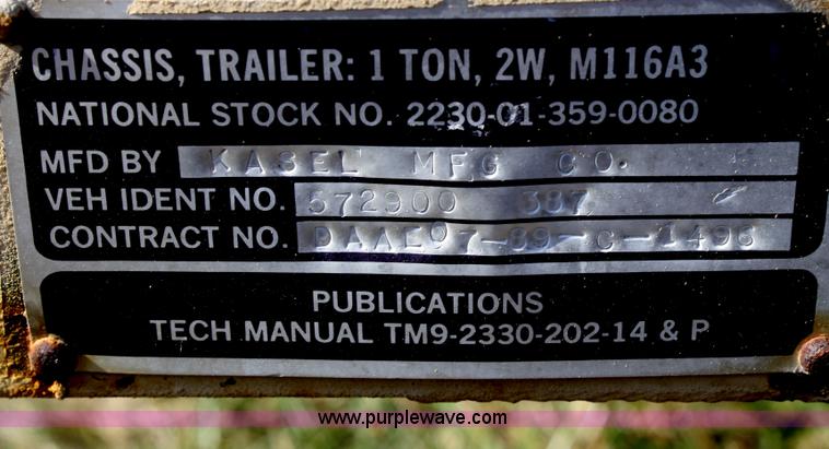 image for item B6937 1991 Kasel one ton army trailer