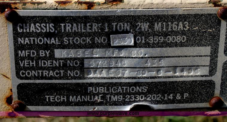 image for item B6938 1991 Kasel one ton army trailer