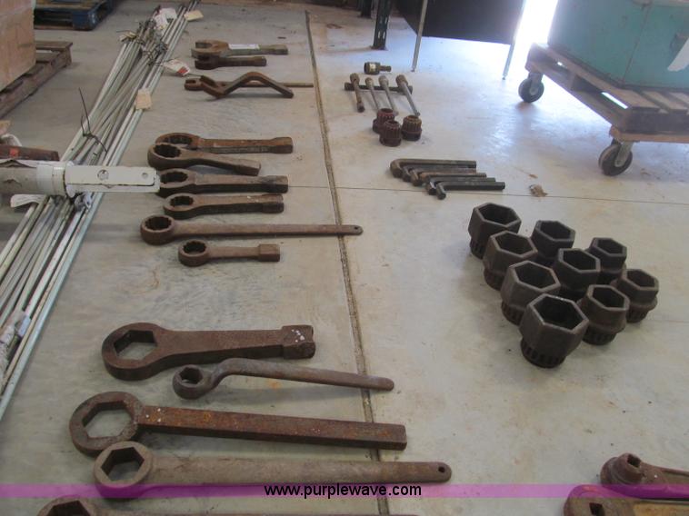 image for item F4523 Assorted large wrenches, sockets, Allen wrenches, and threading equipment