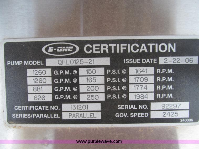 image for item F4526 2006 Hale pump with controls