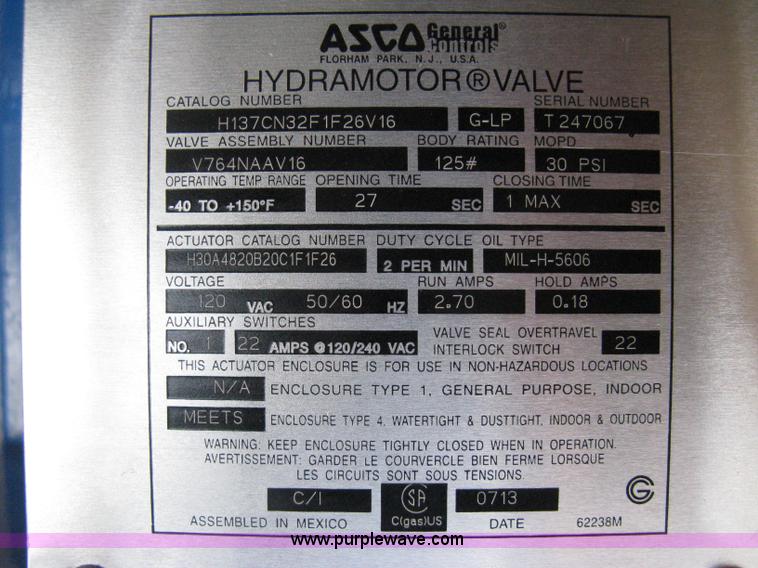 image for item R9605 ASCO H137 Hydramotor 4"  high flow high pressure gas valve