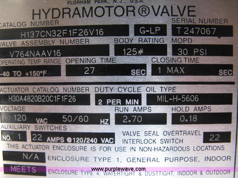 image for item R9605 ASCO H137 Hydramotor 4"  high flow high pressure gas valve