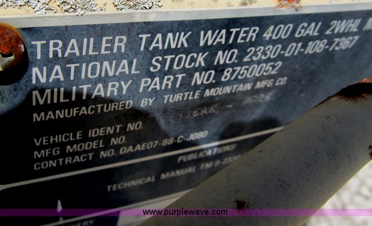 image for item B2794 400 gallon portable water tank