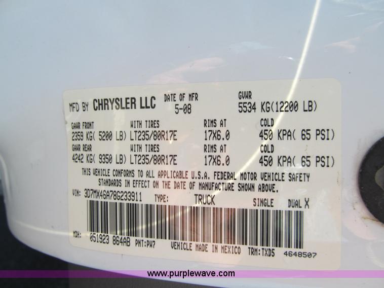 image for item A8434 2008 Dodge Ram 3500 HD pickup truck