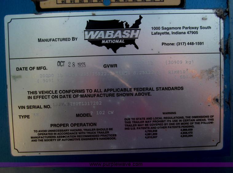 image for item B5183 1996 Wabash National 53' dry van trailer