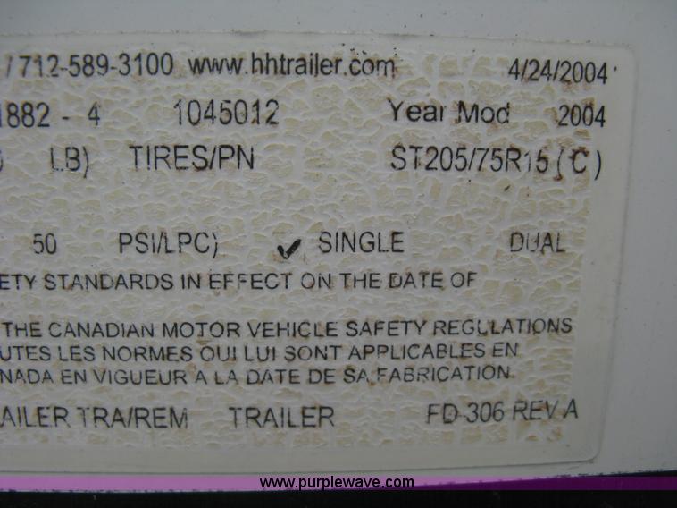 image for item B8033 2004 H & H tandem axle cargo trailer