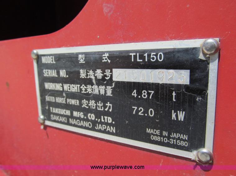 image for item C2496 2004 Takeuchi TL150 track skid steer