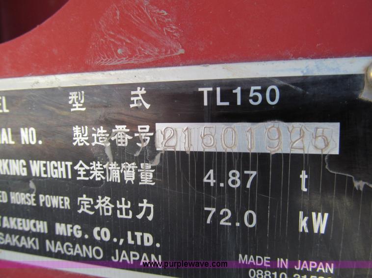 image for item C2496 2004 Takeuchi TL150 track skid steer