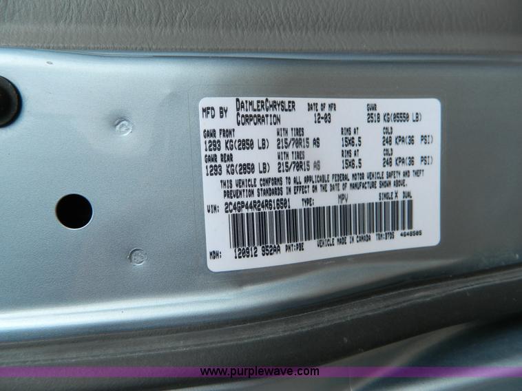 image for item B3840 2004 Chrysler Town & Country LX mini van