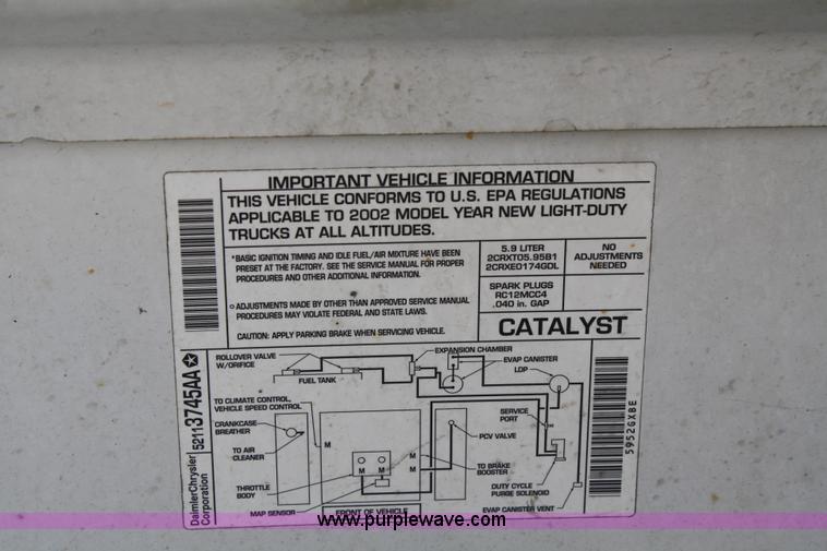 image for item B6664 2002 Dodge Ram quad cab pickup truck